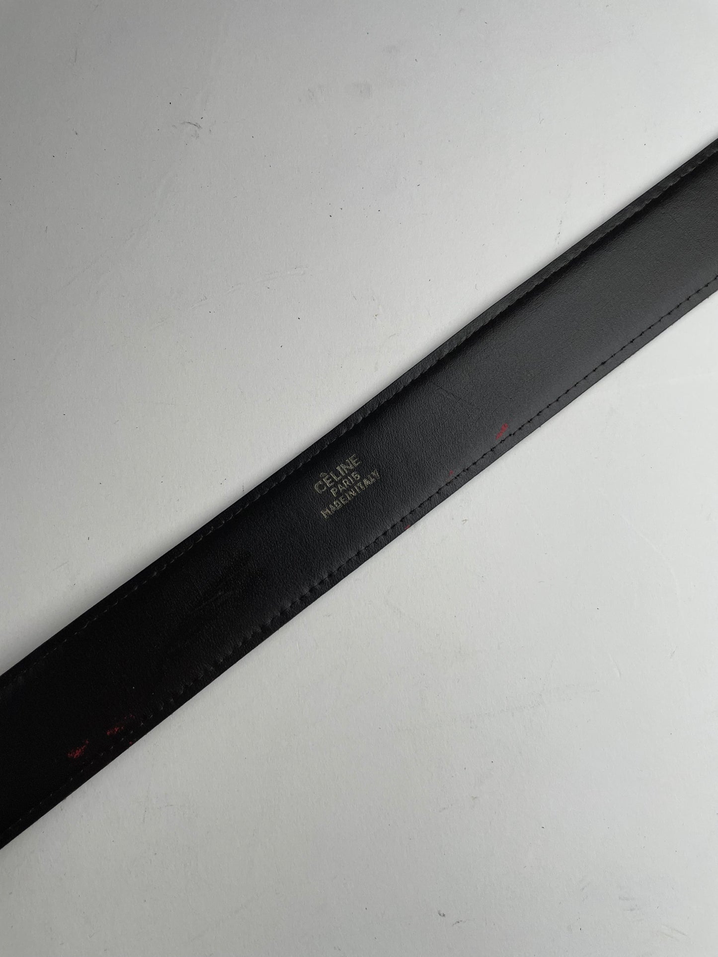 Vintage Celine Paris Triomphe Leather Belt Black