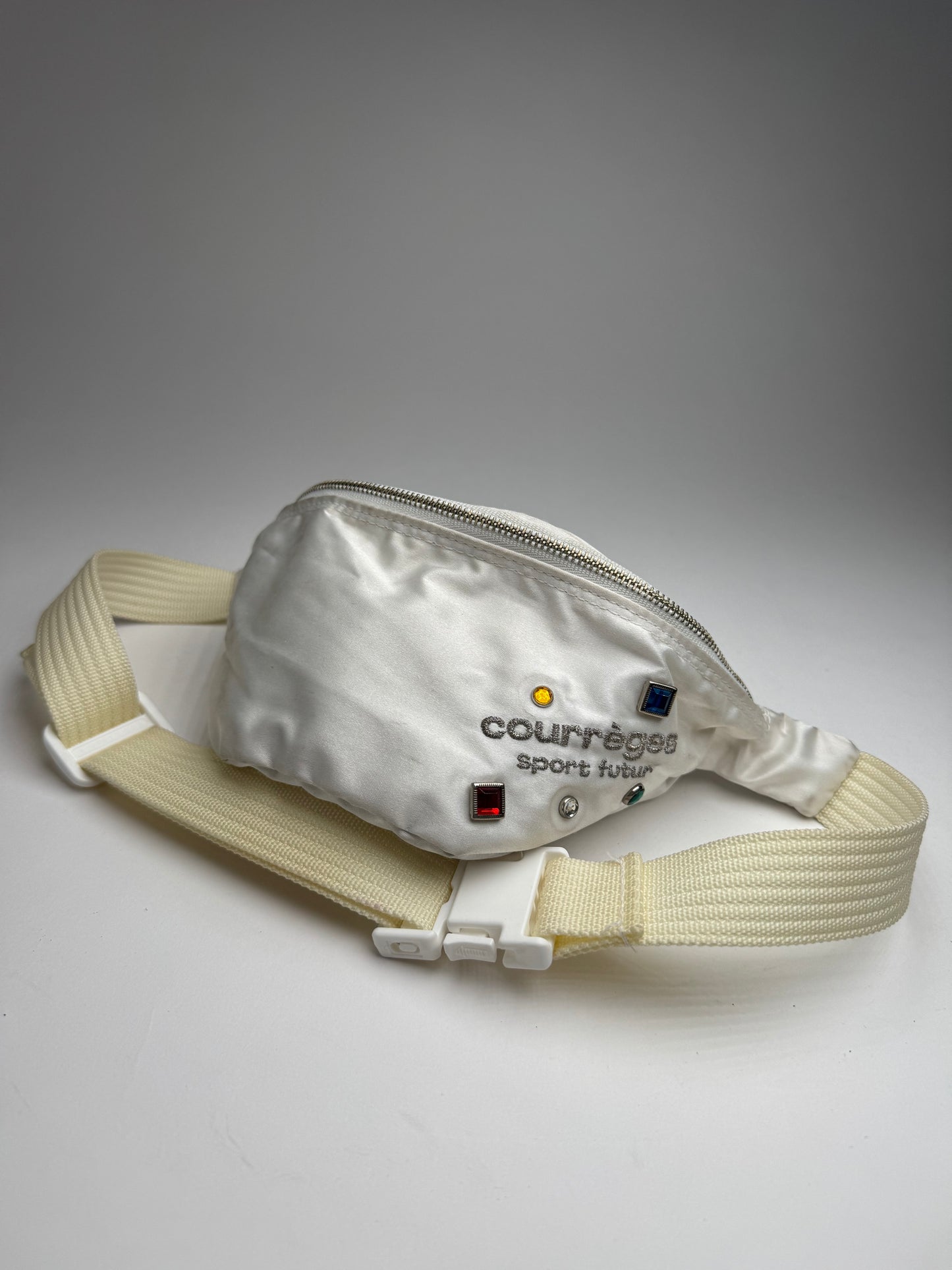 Vintage Courreges Paris Crossbody / Bum Bag Silver white