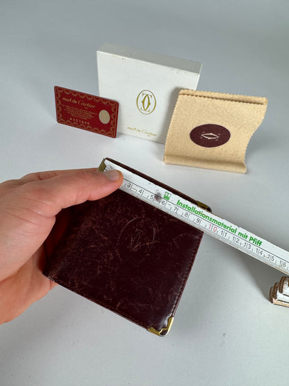 Vintage Cartier Leather Flap Wallet Burgundy