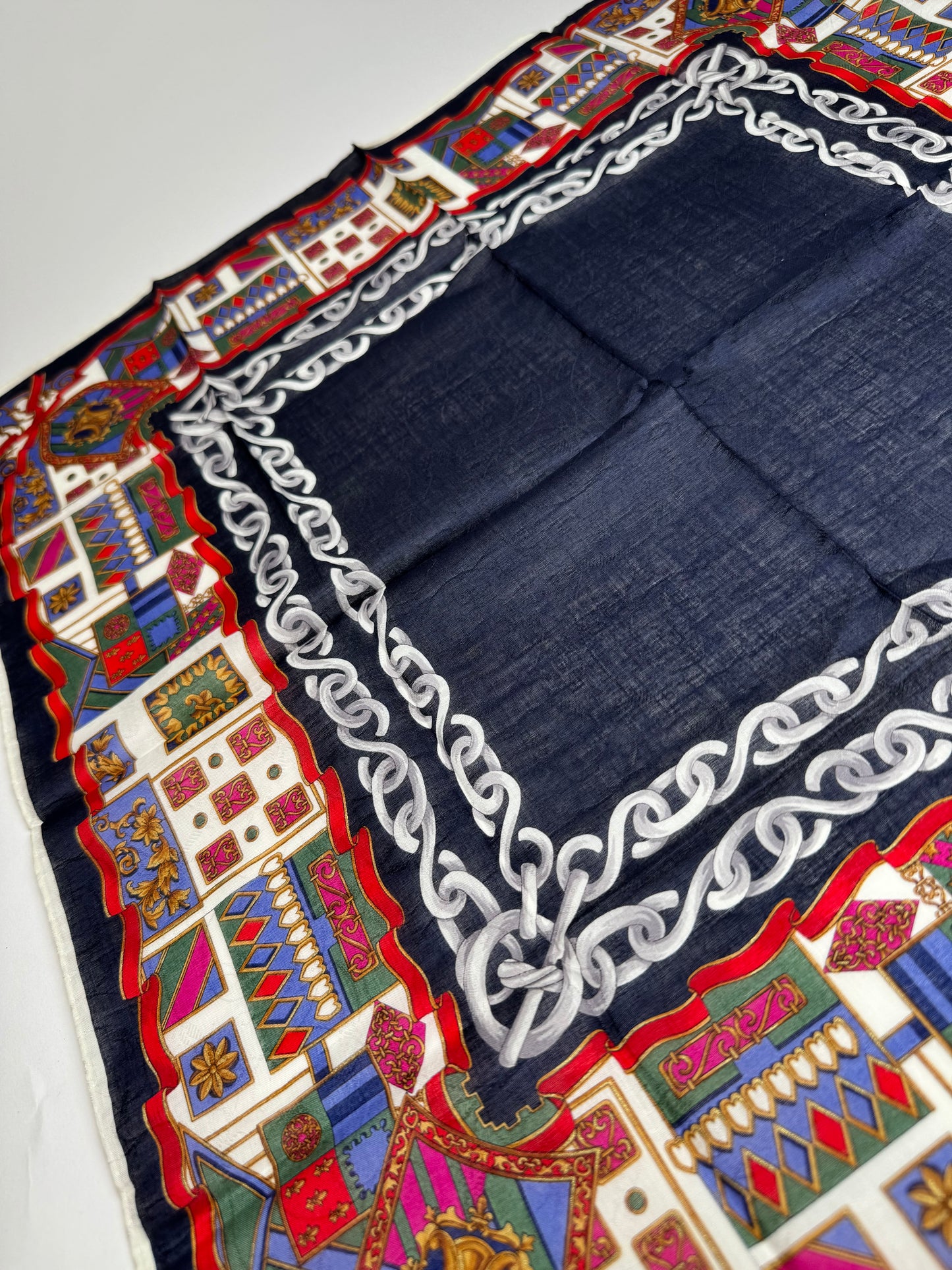 Vintage Celine Paris Silk / Canvas Scarf