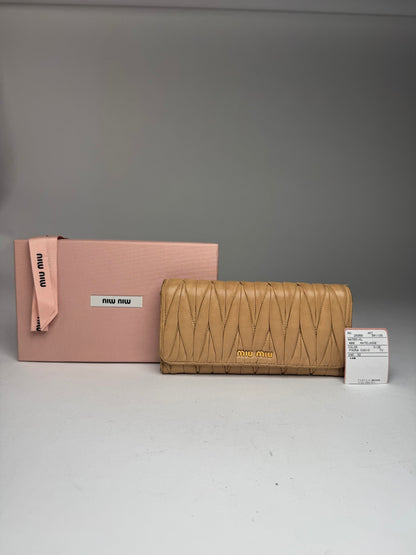 Vintage Miu Miu Metallasse Leather Wallet Caramel