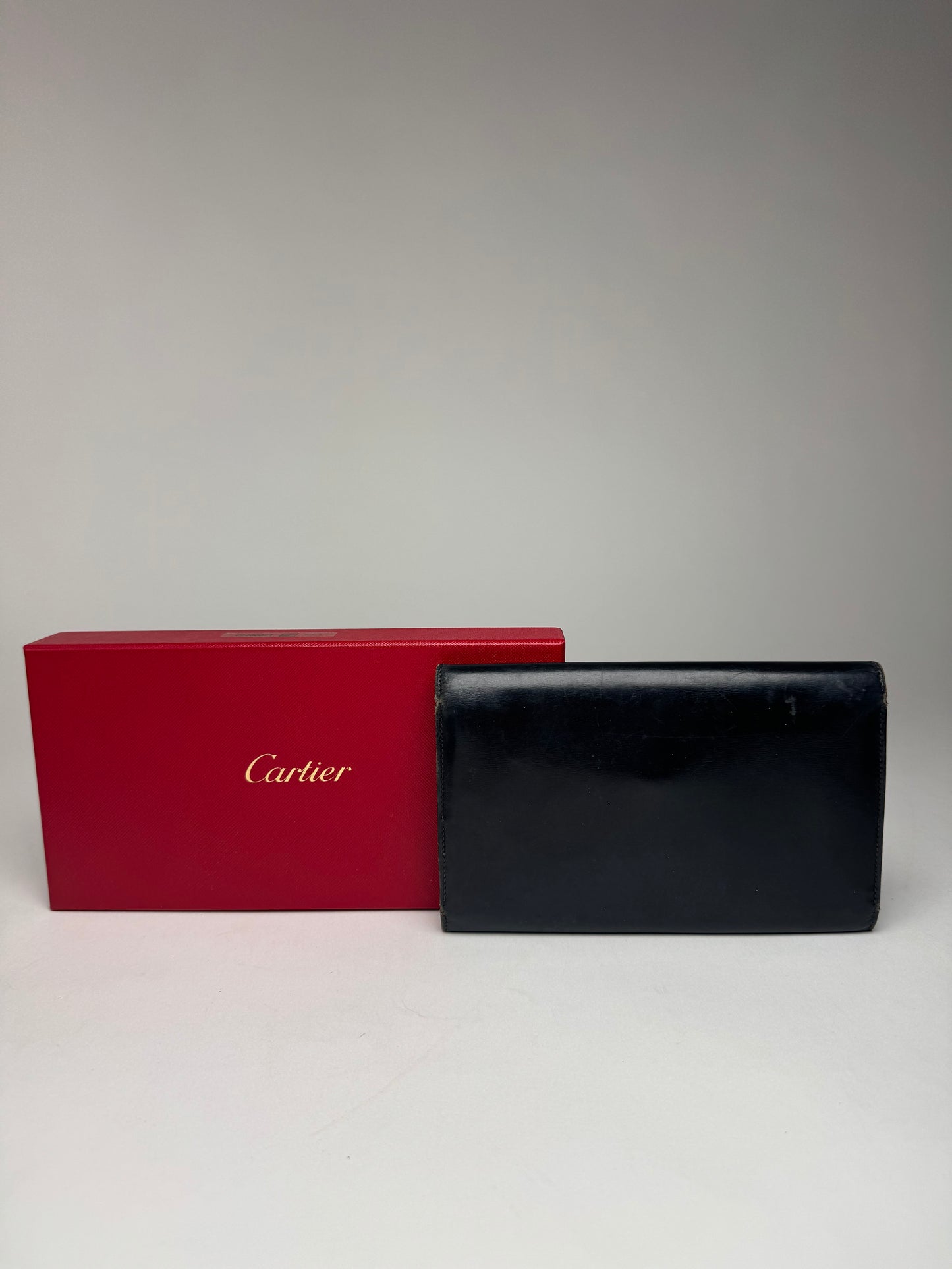 Vintage Cartier Panthere Patent Leather Wallet Black