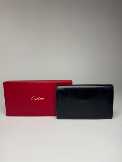 Vintage Cartier Panthere Patent Leather Wallet Black