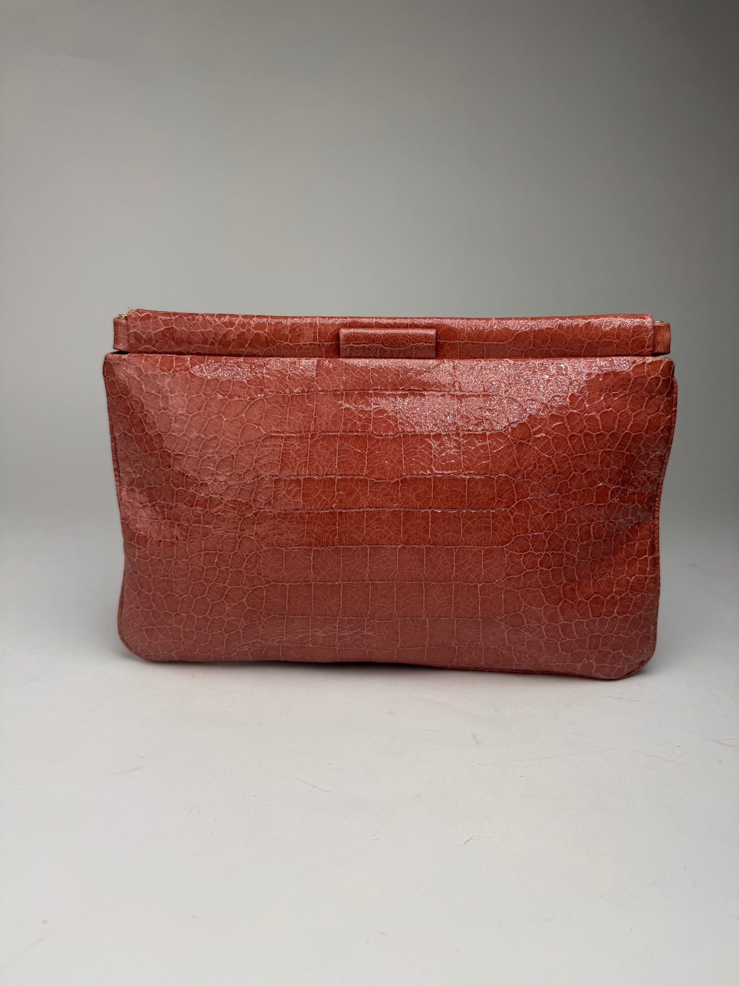 Vintage Miu Miu Crocodile Leather Clutch orange-brown