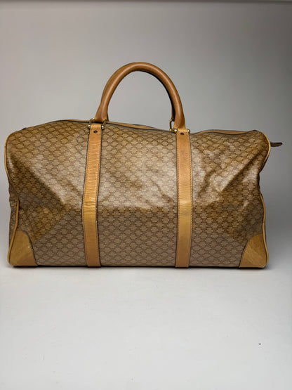 Vintage Celine Paris Triomphe Leather Monogram Duffel Bag bag gold brown