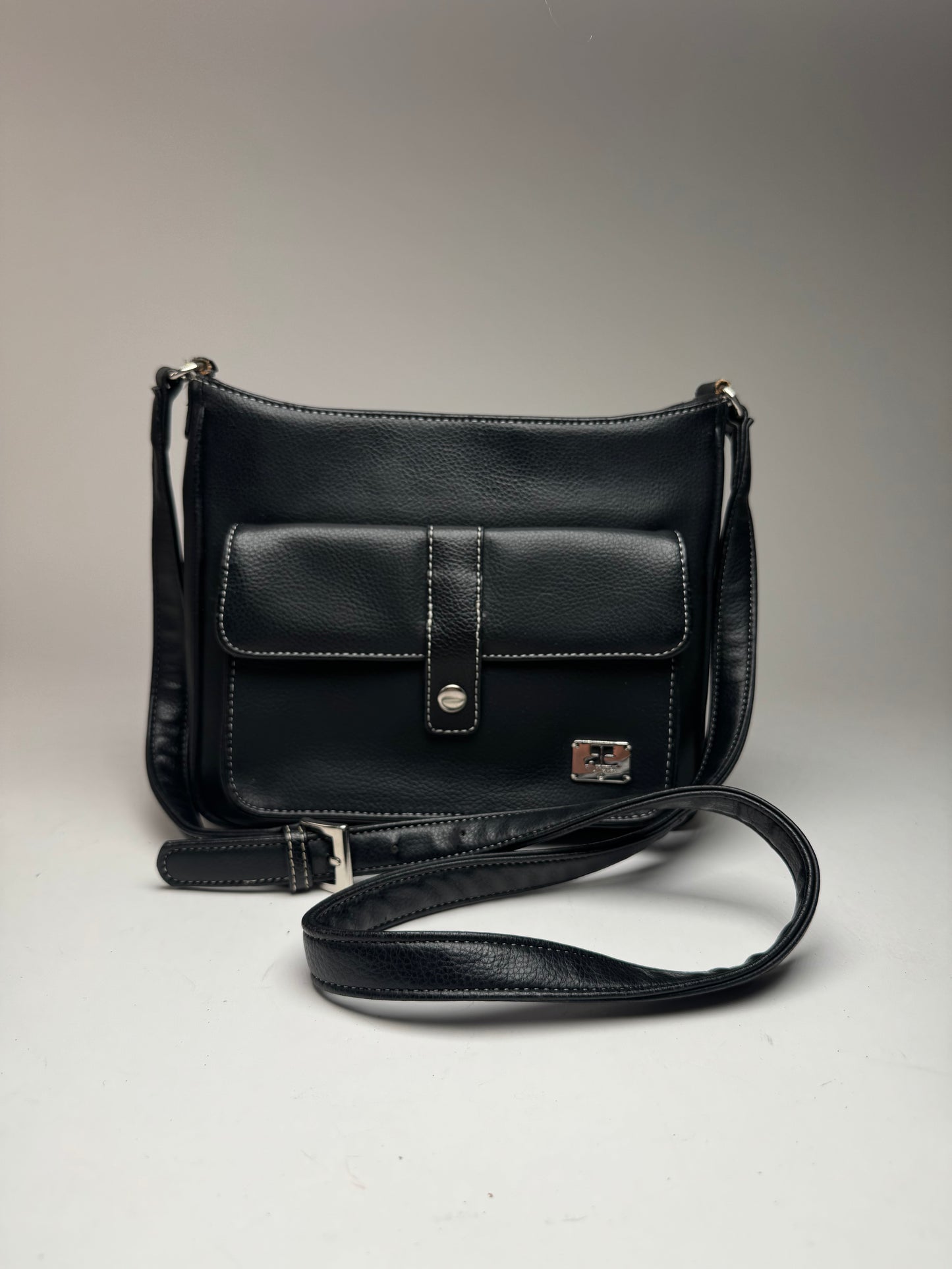 Vintage Courreges Paris Leather Bag Black