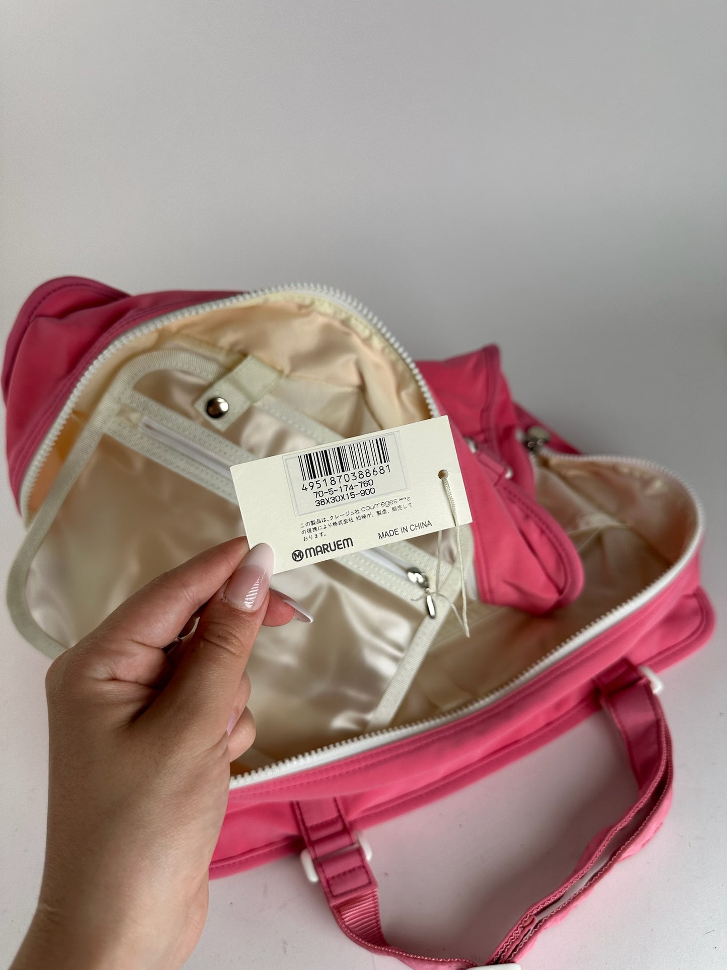 Sac vintage Courrèges en polyester rose