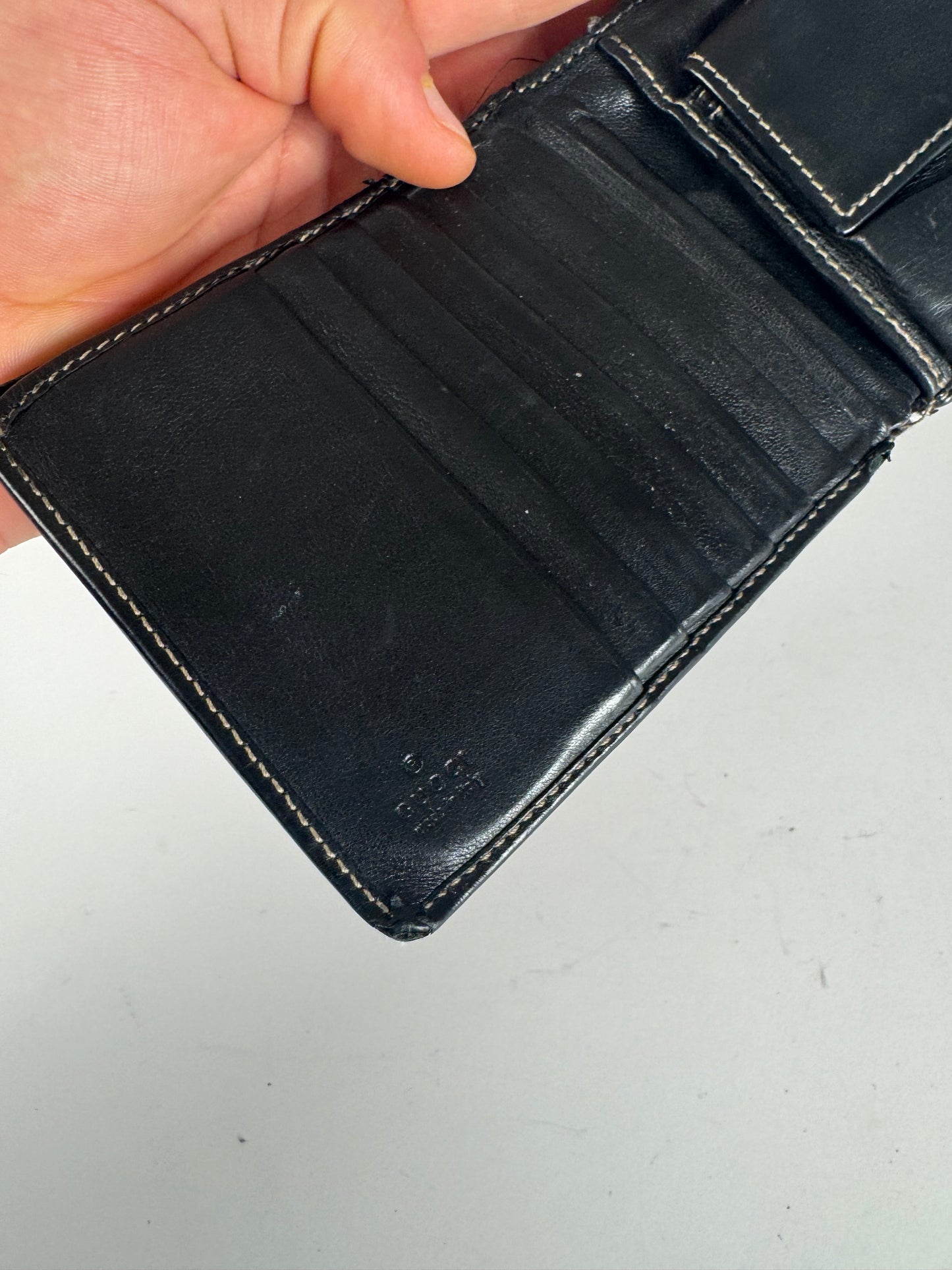 Vintage Gucci foldable Leather Wallet black