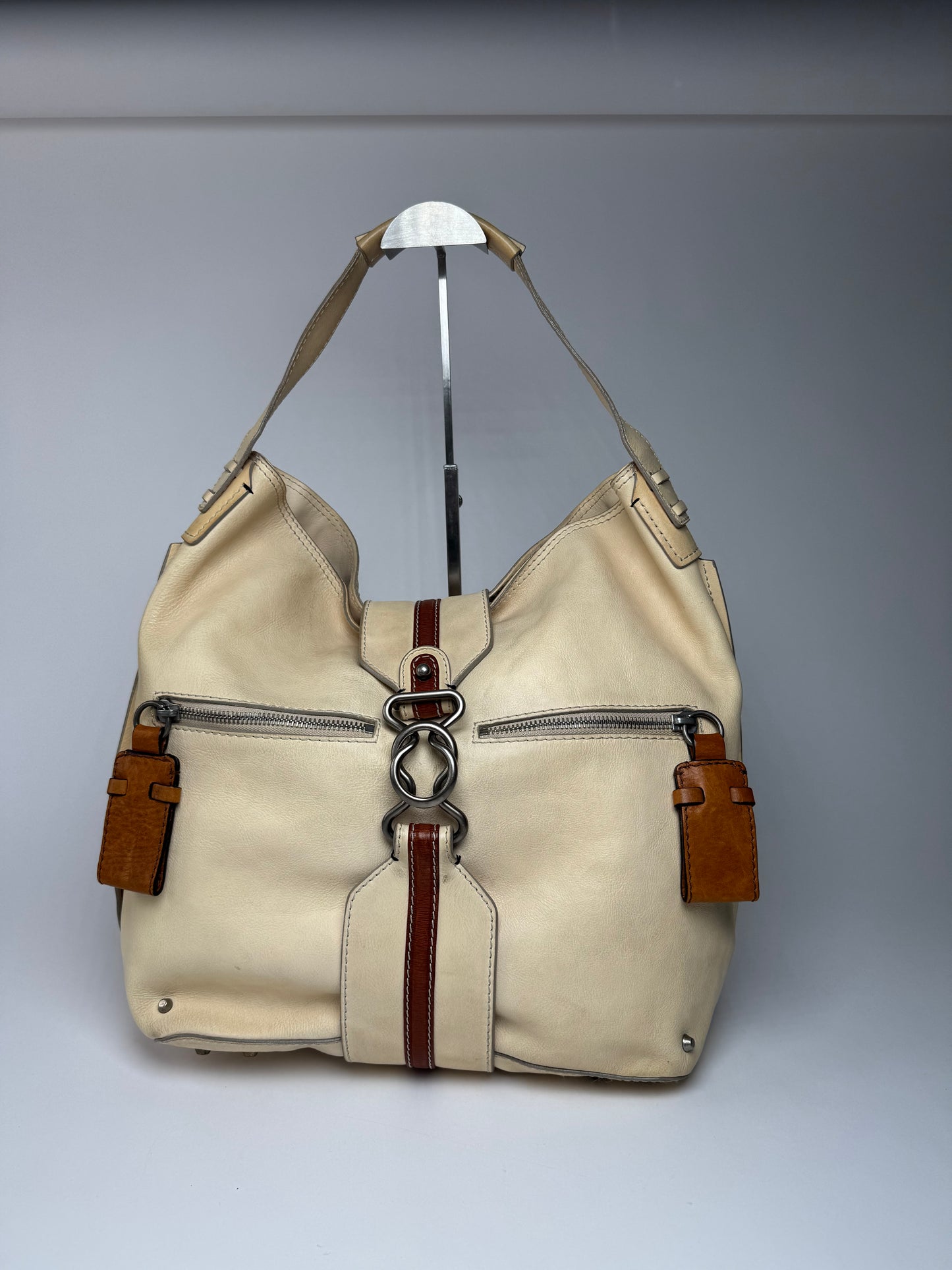 Vintage Chloe Leather Bag Beige brown
