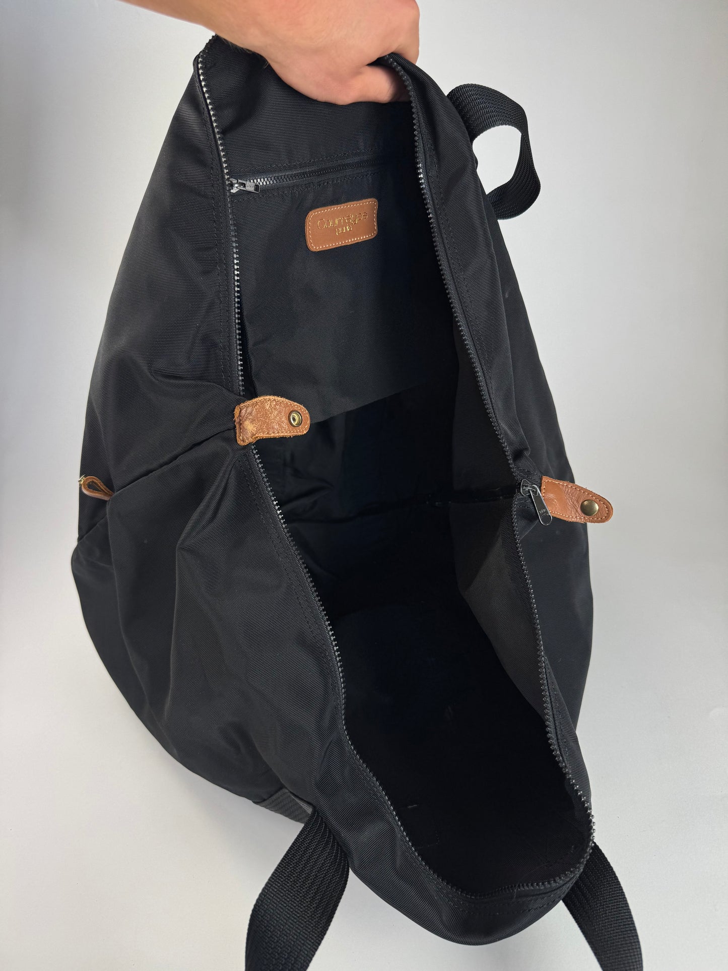 Vintage Courreges Paris Weekender Travel Bag Black Brown