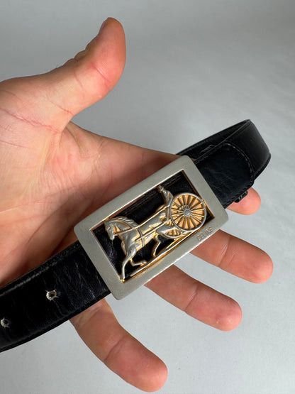 Vintage Celine Paris Leather Belt Black