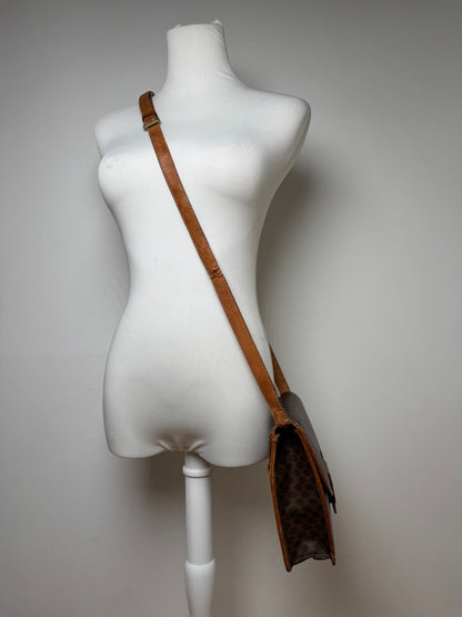 Vintage Celine Paris Triomphe Leather Bag Brown