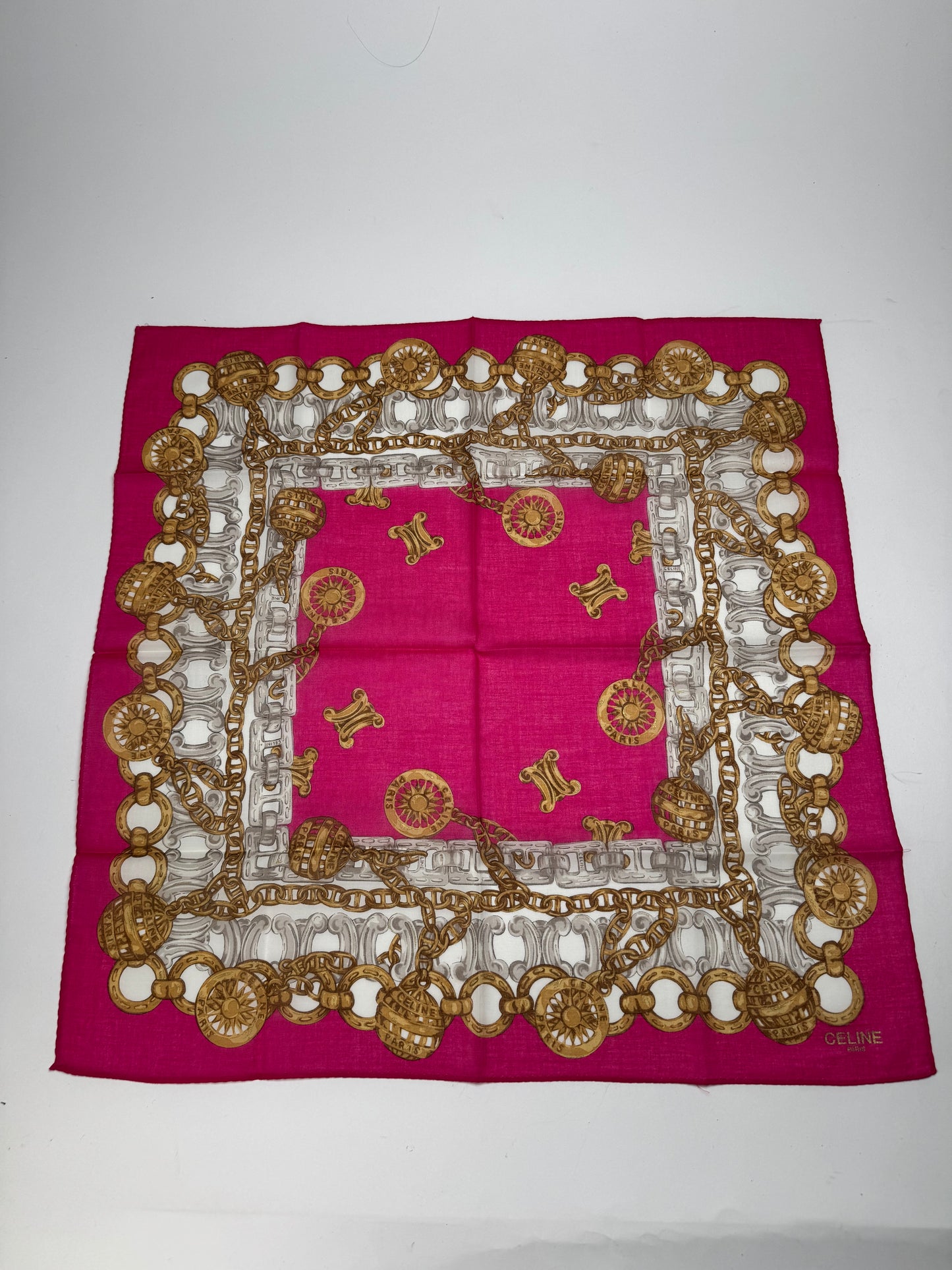 Vintage Celine Paris Silk Scarf Red