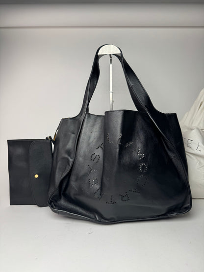 Vintage Stella Mc Cartney Vegan Leather Logo Shopper black