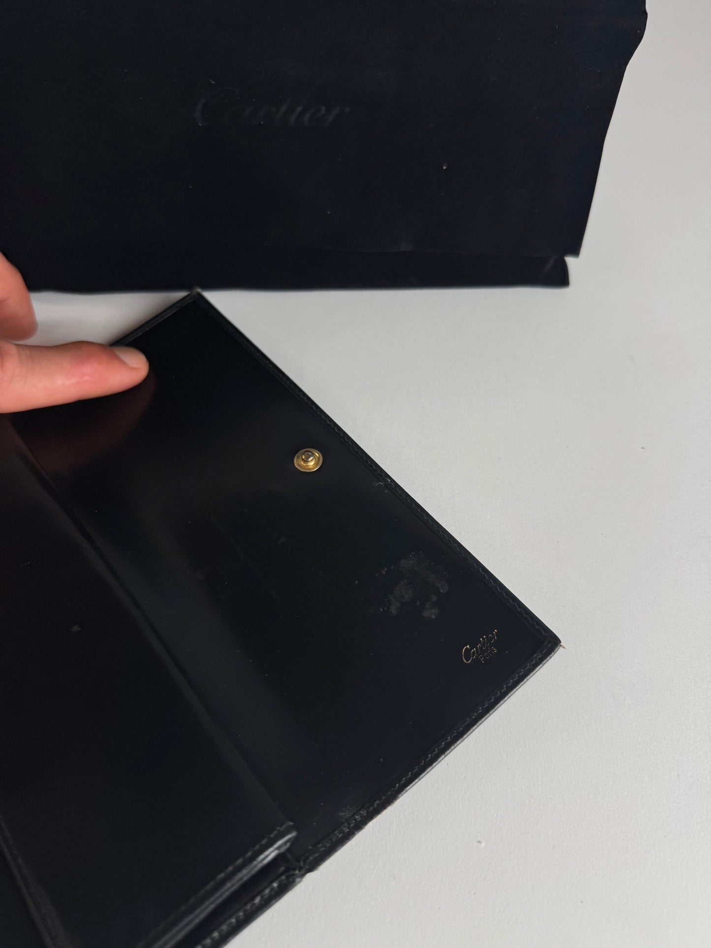 Vintage Cartier Panthere Patent Leather Wallet Black