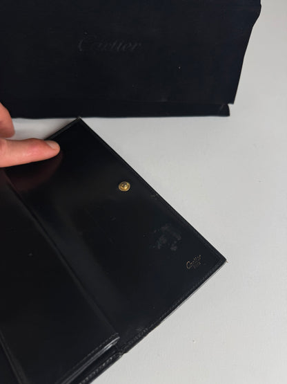 Vintage Cartier Panthere Patent Leather Wallet Black