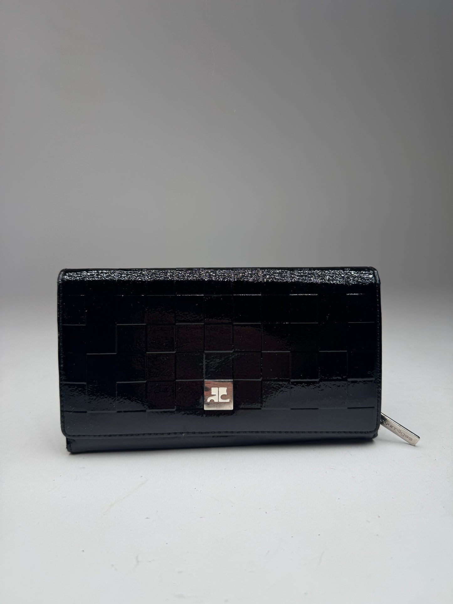 Vintage Courreges Paris Patent Leather Wallet Black