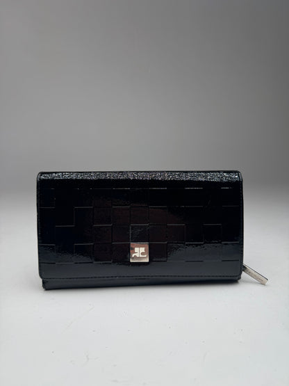 Vintage Courreges Paris Patent Leather Wallet Black