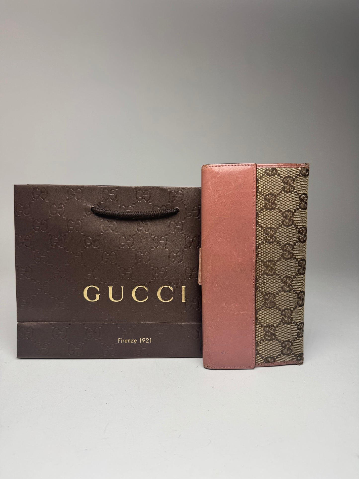 Vintage Gucci Monogram Wallet beige pink