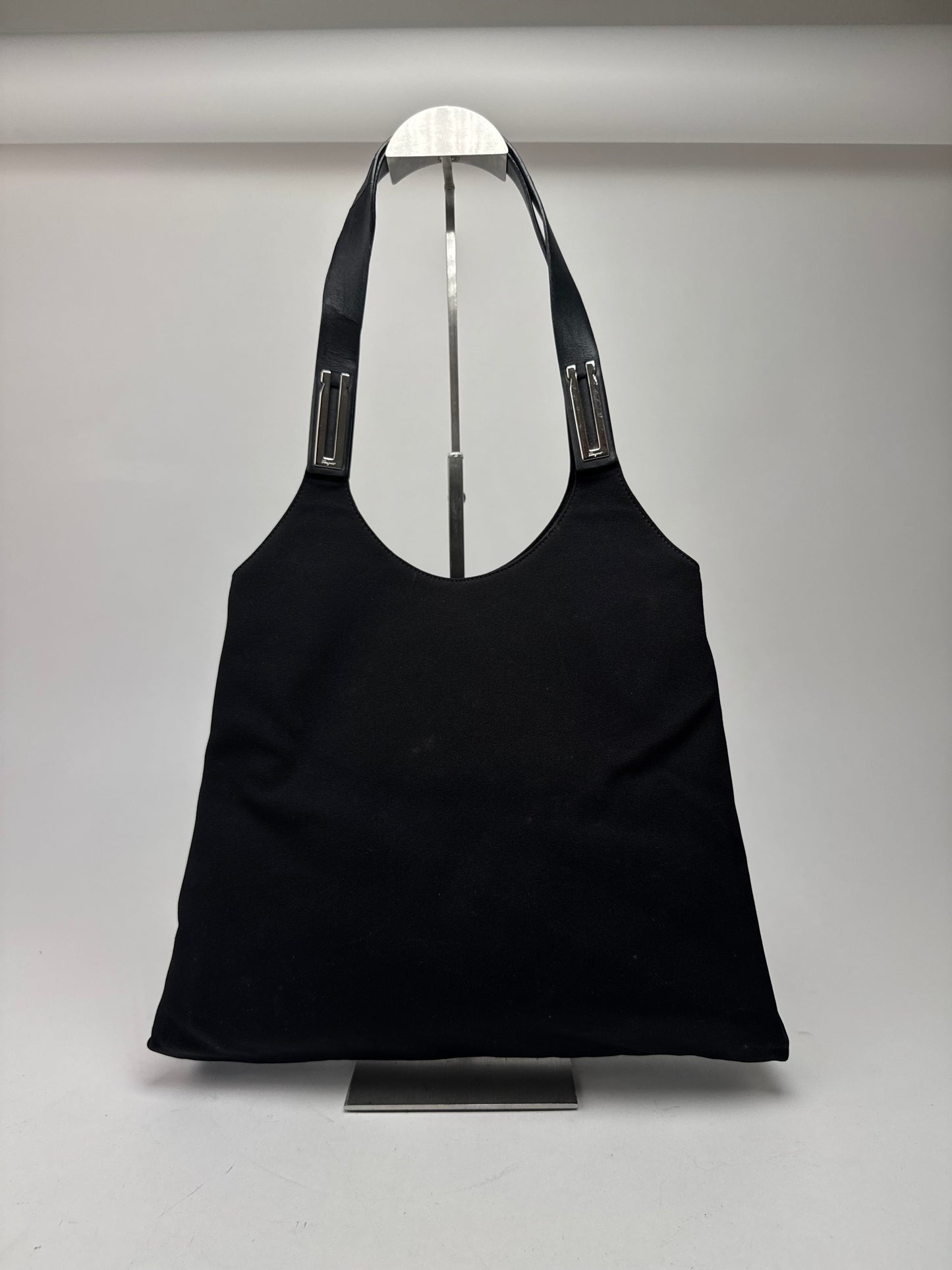 Vintage  Salvatore Ferragamo Leather / Canvas Bag Black