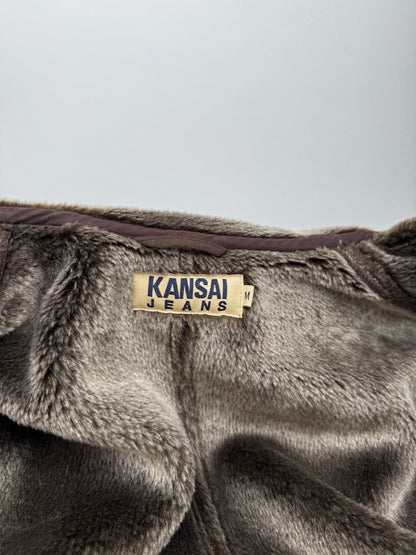 Vintage Kansai Yamamoto Leather Fur Jacket 40/L Unisex Brown
