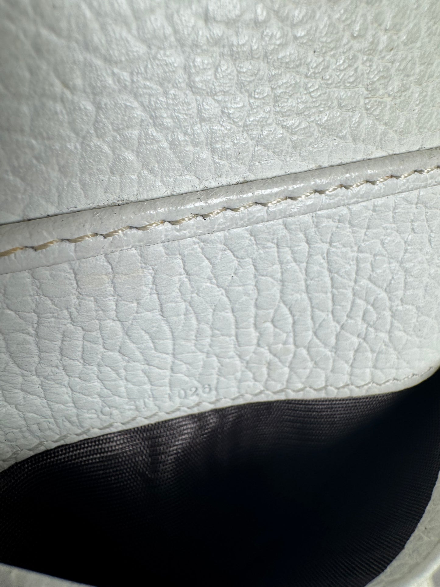 Vintage Celine Paris Denim Leather Monogram wallet white blue