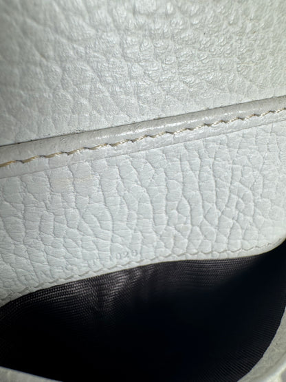 Vintage Celine Paris Denim Leather Monogram wallet white blue