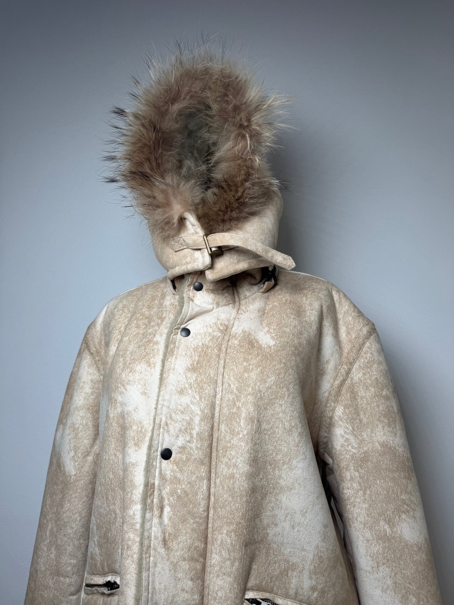 Parka en fourrure vintage Kansai Yamamoto unisexe beige M/L