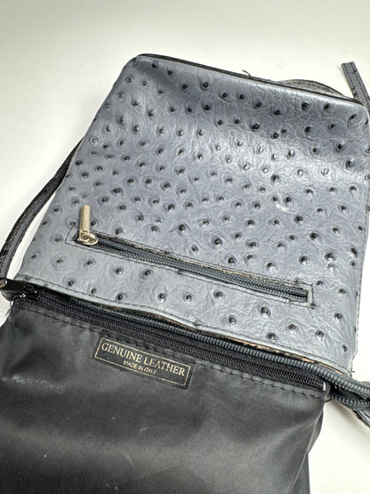 Vintage Ostrich Leather shoulder Bag Grey