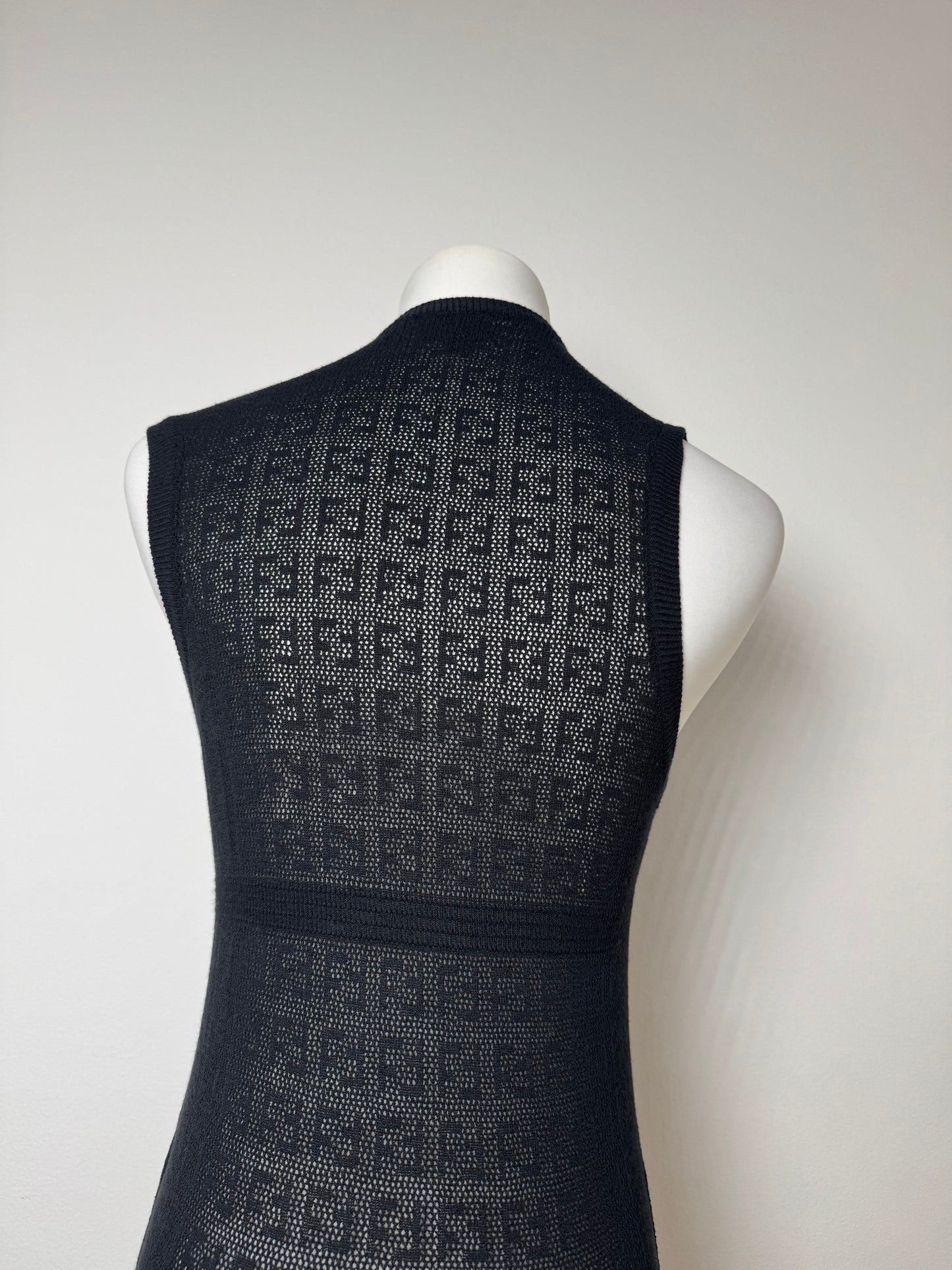 Vintage Fendi Monogram wool Dress Black 38/M