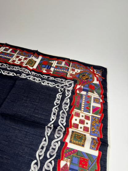 Vintage Celine Paris Silk / Canvas Scarf