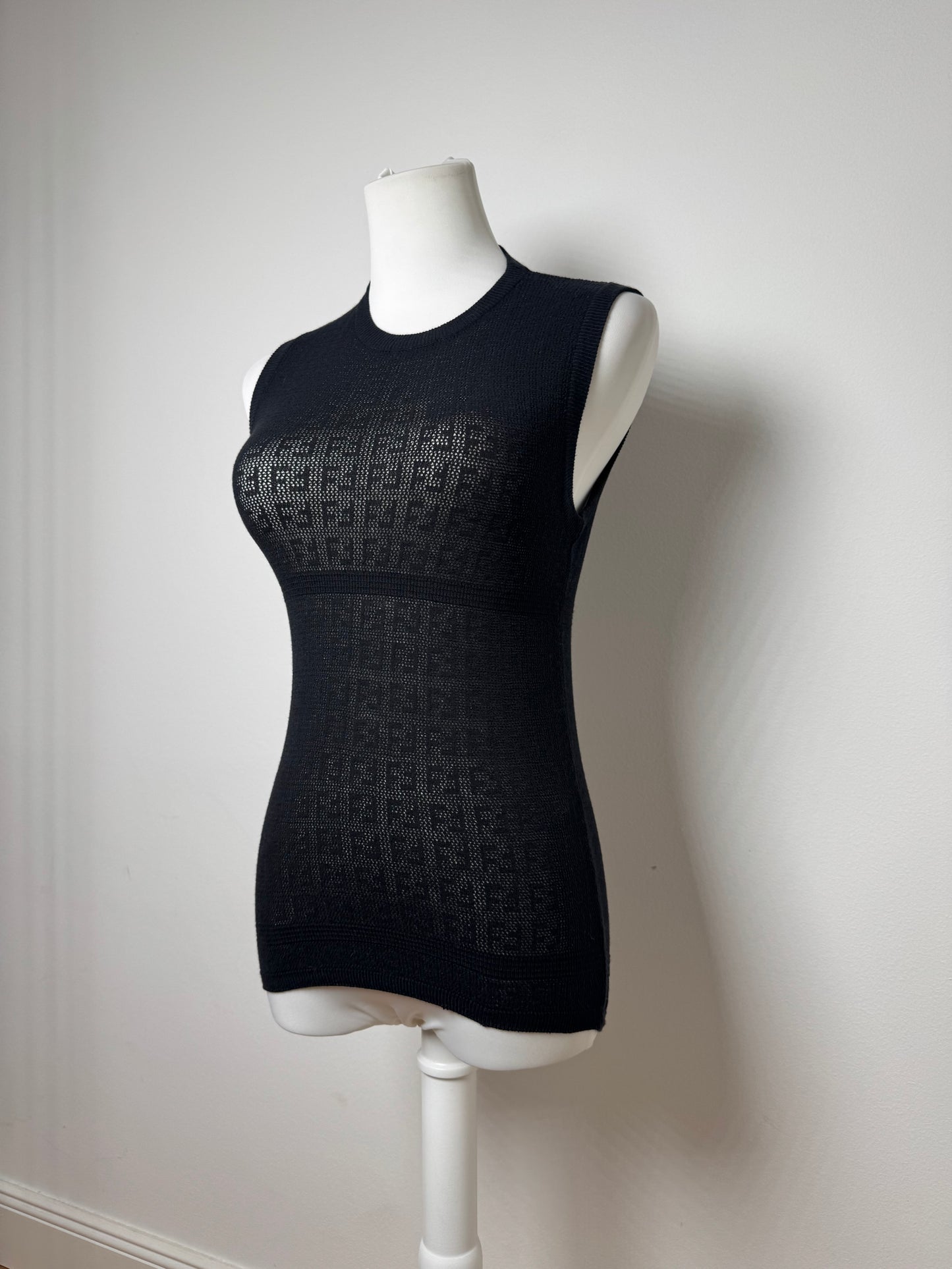 Vintage Fendi Monogram wool Dress Black 38/M