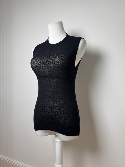 Vintage Fendi Monogram wool Dress Black 38/M