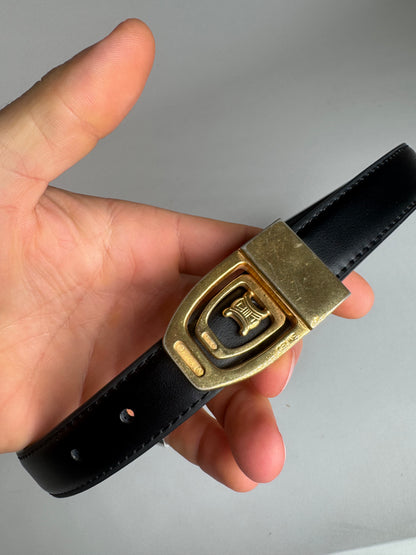 Vintage Celine Paris Leather Belt Black