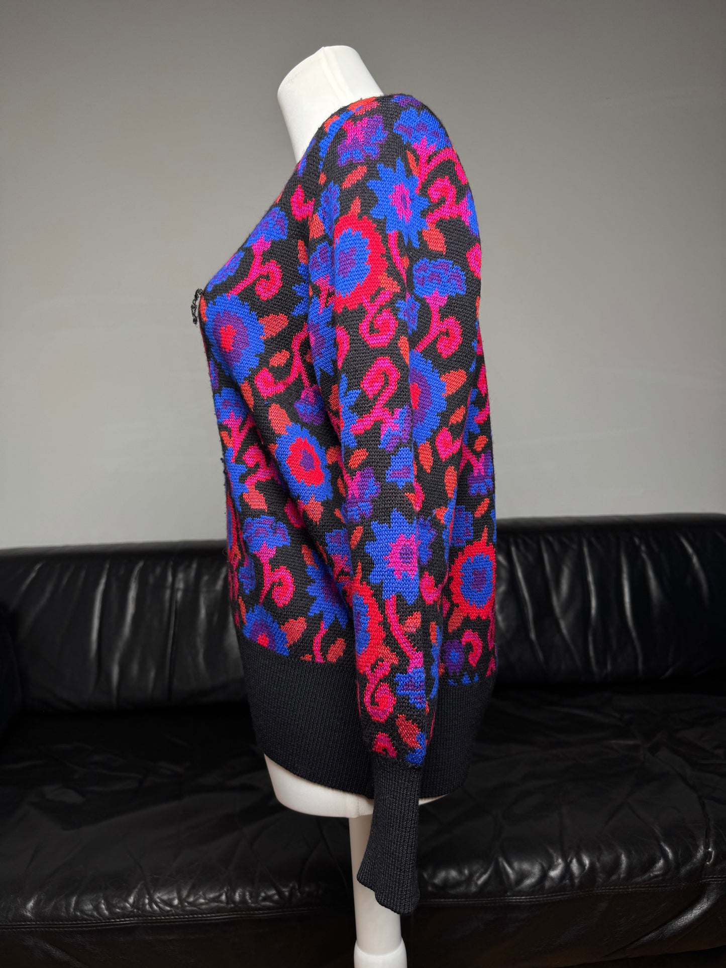 Vintage Yves Saint Laurent Wool Sweater Floral 38/M