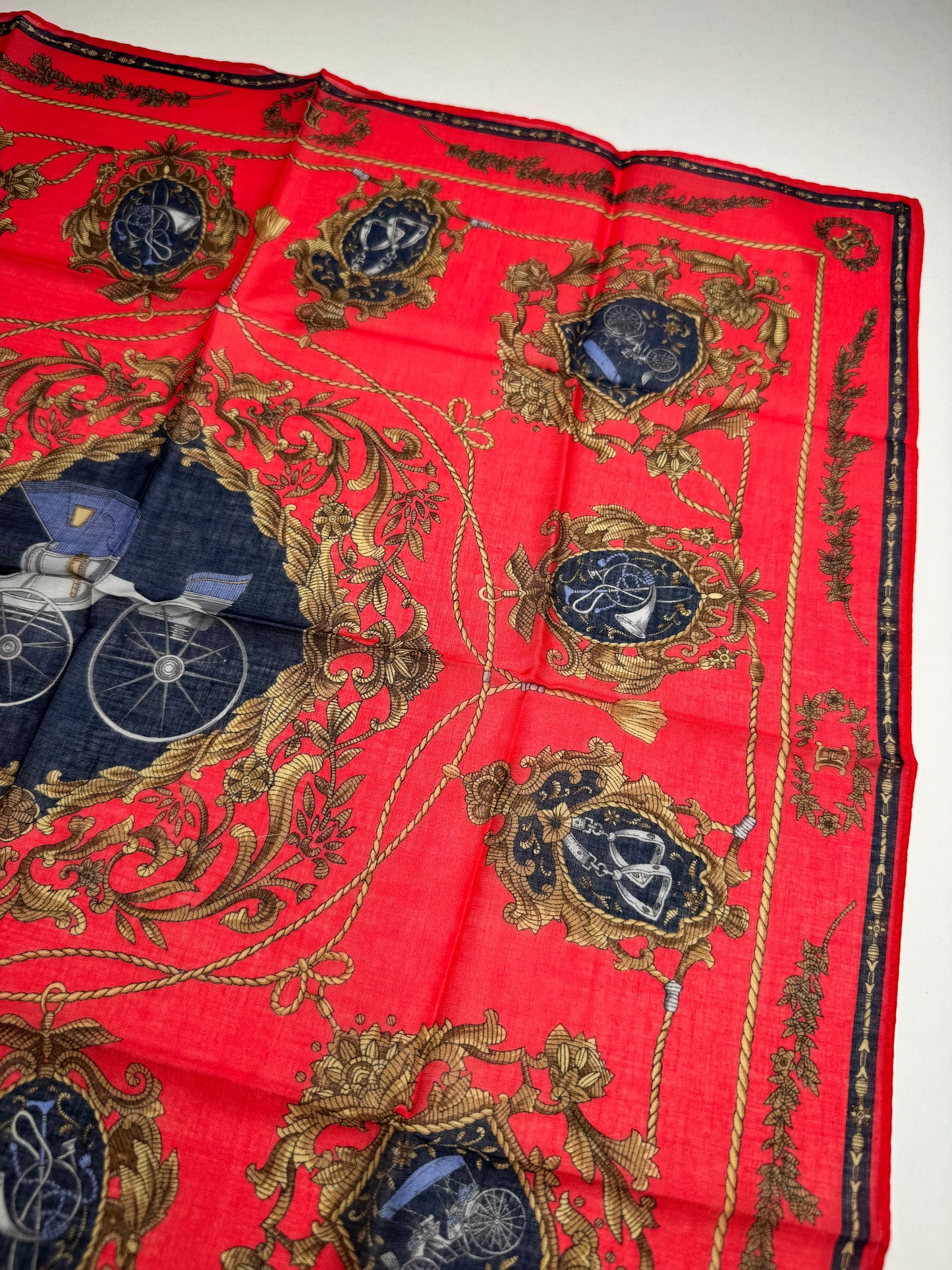 Vintage Celine Paris Silk/Canvas Scarf Red