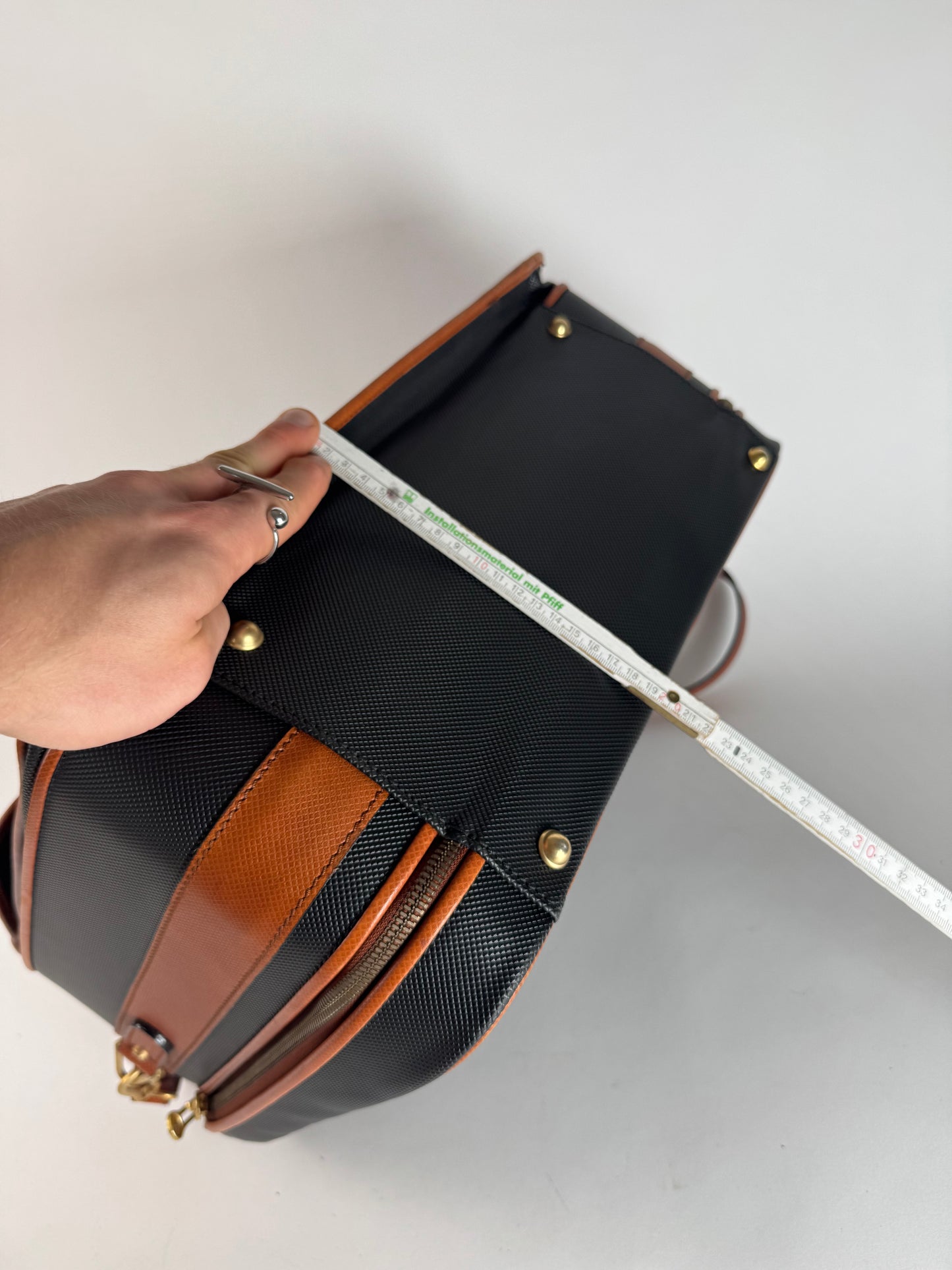 Vintage Bottega Veneta leather Suitcase black / Brown