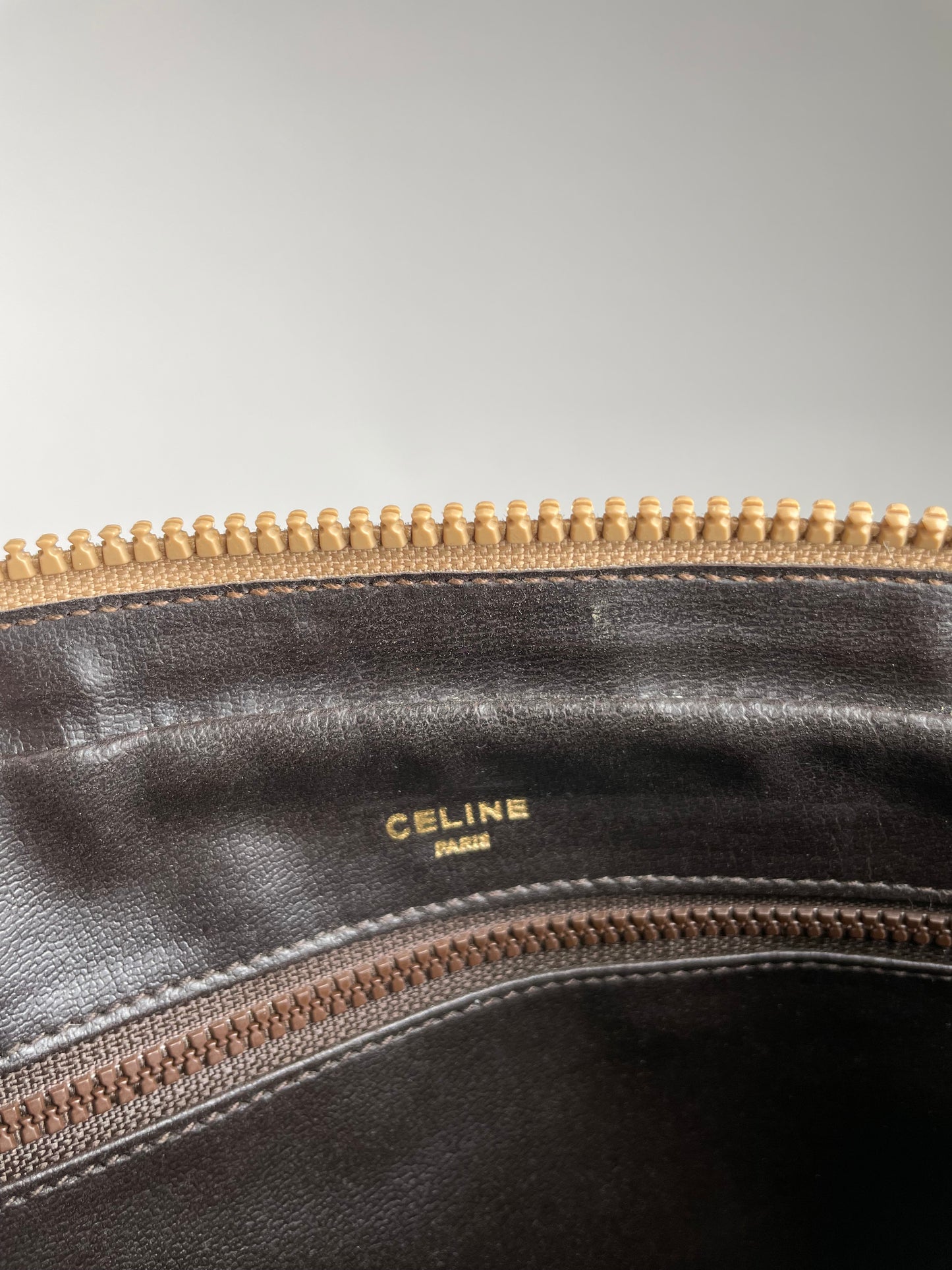 Vintage Celine Triomphe Leather Monogram Clutch