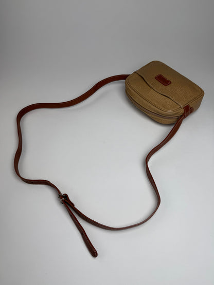 Vintage Courreges Paris Leather Crossbody Bag Beige Brown