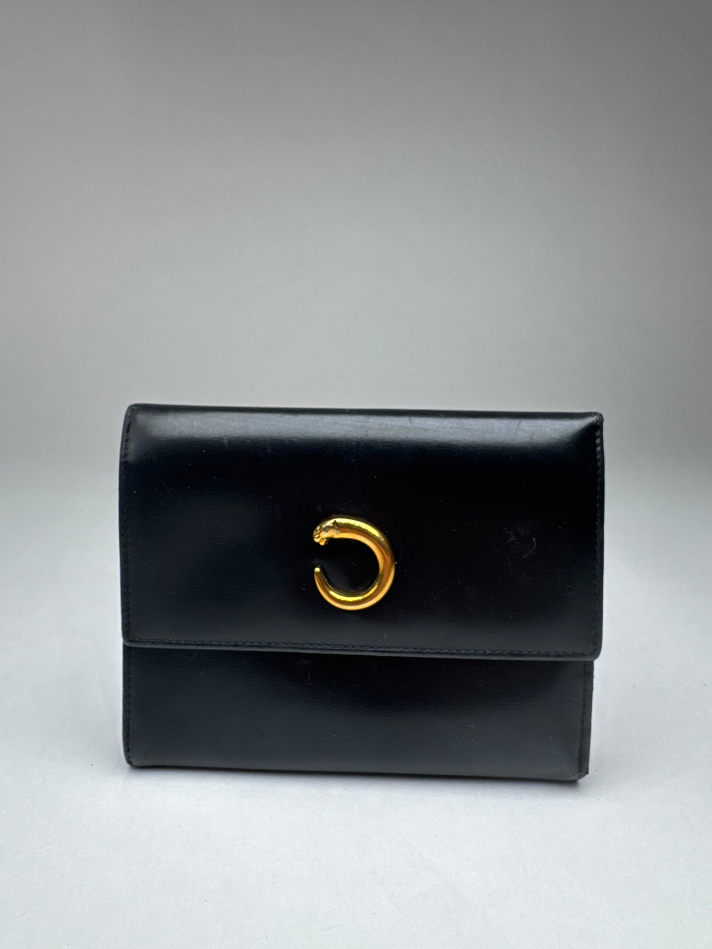 Vintage Cartier Panthere Patent Leather Wallet Black