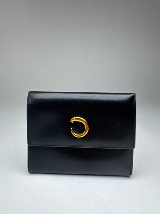 Vintage Cartier Panthere Patent Leather Wallet Black