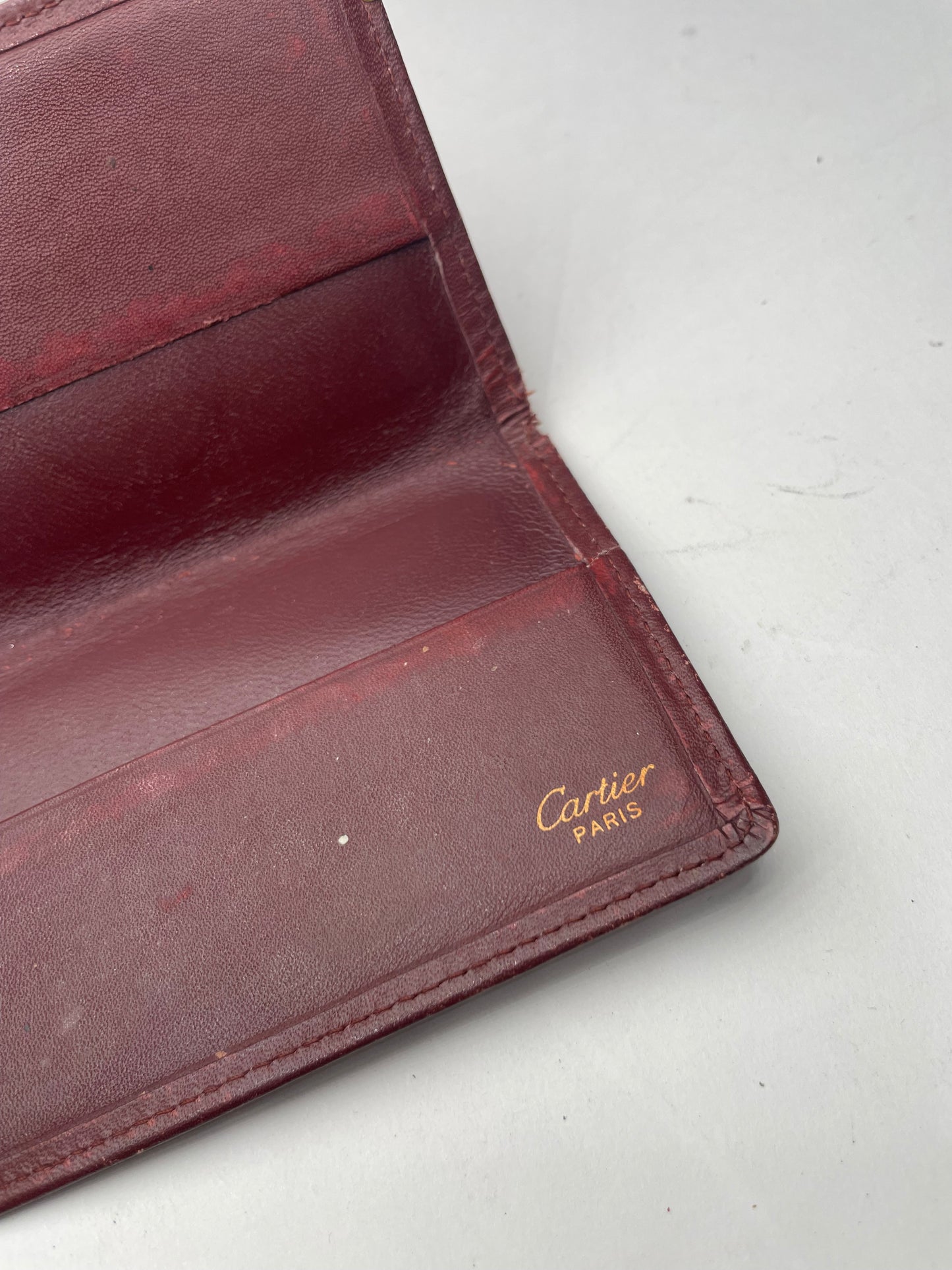 Vintage Cartier Leather Card Holder burgundy