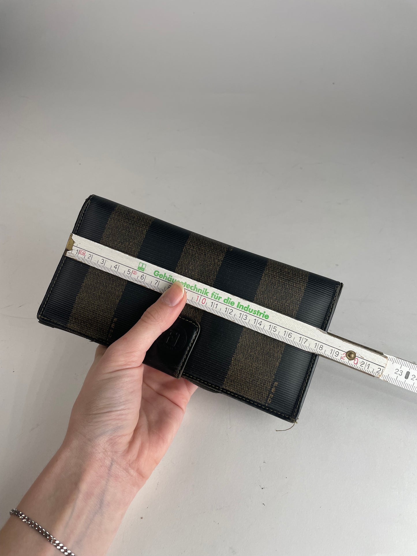 Vintage Fendi Roma Leather Wallet Brown Black striped