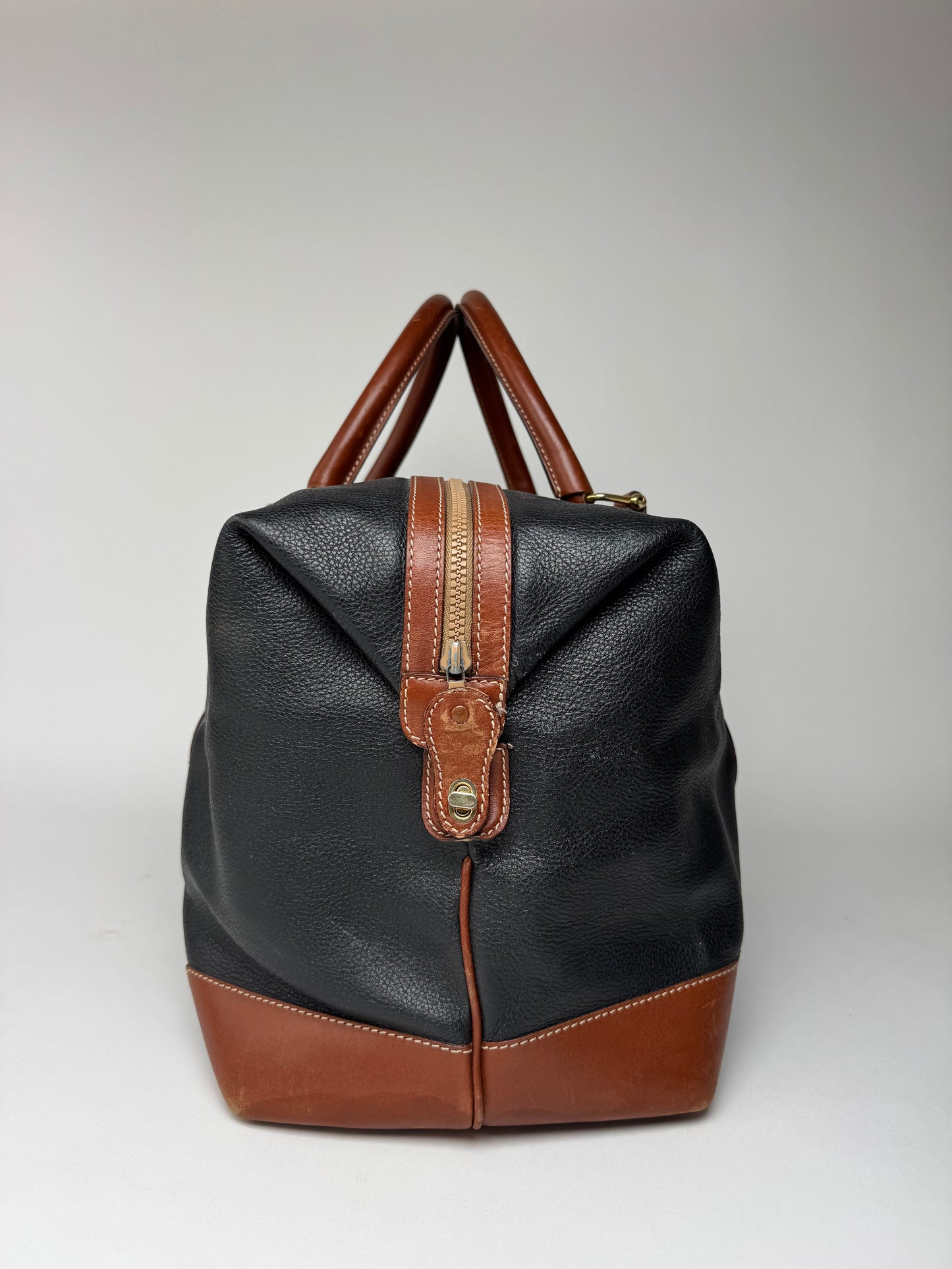 Vintage Celine Paris Triomphe Weekender Travel Bag Black Brown