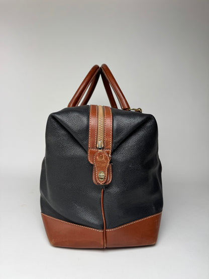 Vintage Celine Paris Triomphe Weekender Travel Bag Black Brown