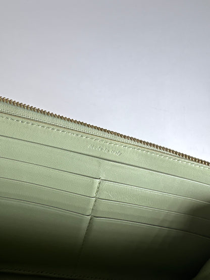 Portefeuille vintage en cuir Céline Triomphe vert noir