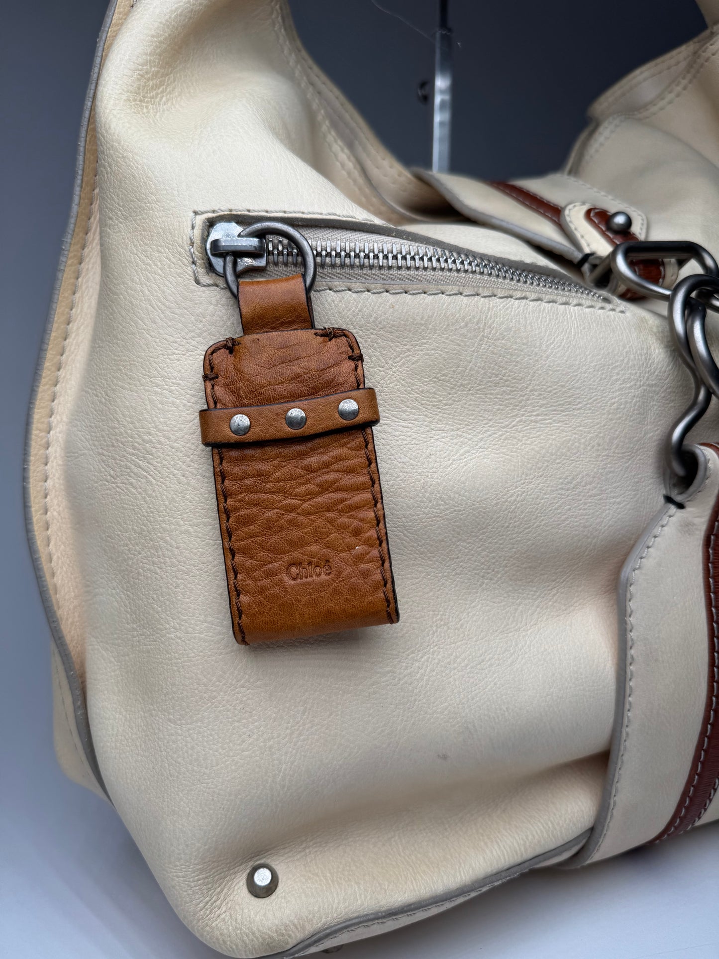 Vintage Chloe Leather Bag Beige brown