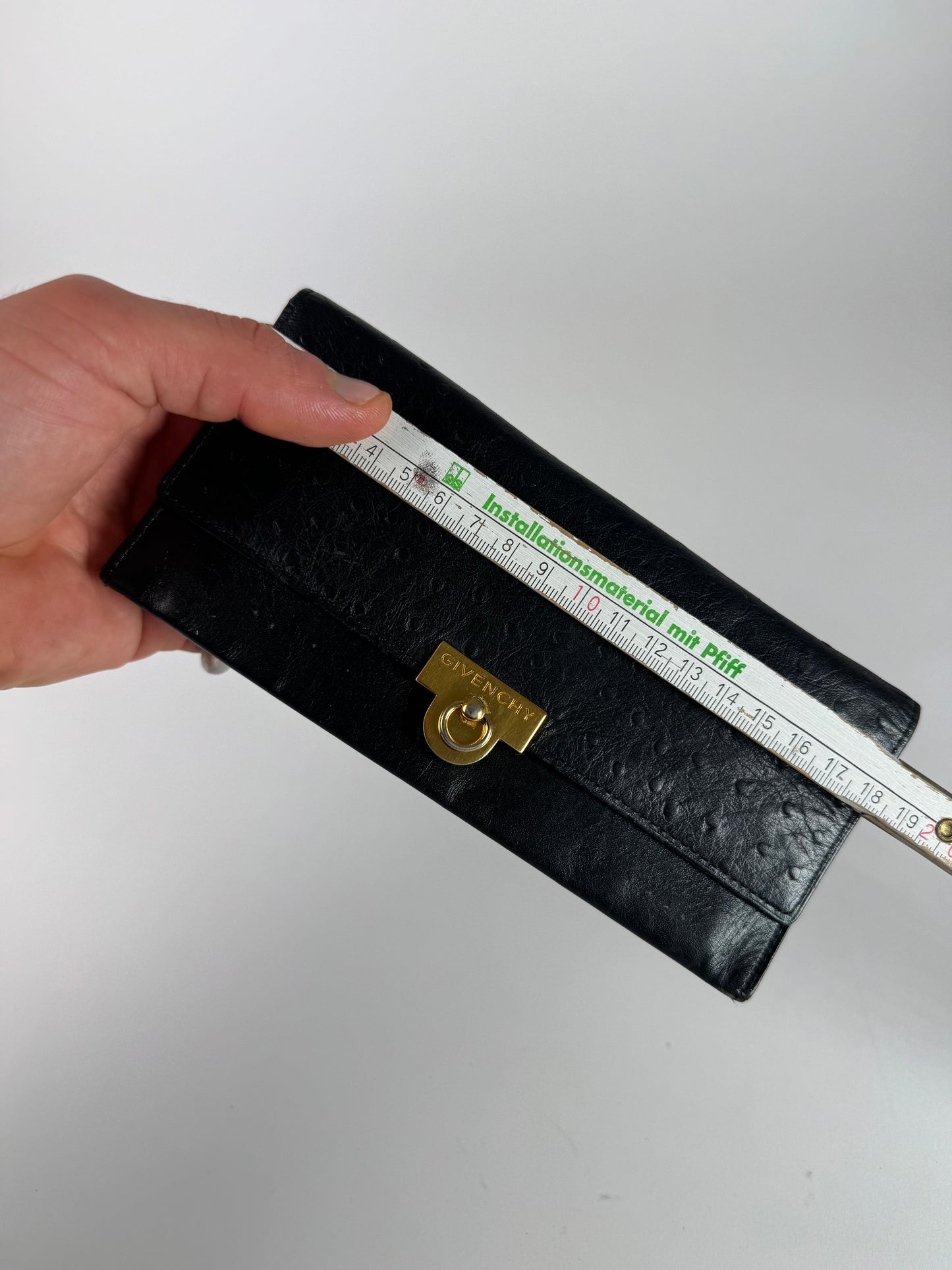 Vintage Givenchy Ostrich Leather card holder / ID holder Black