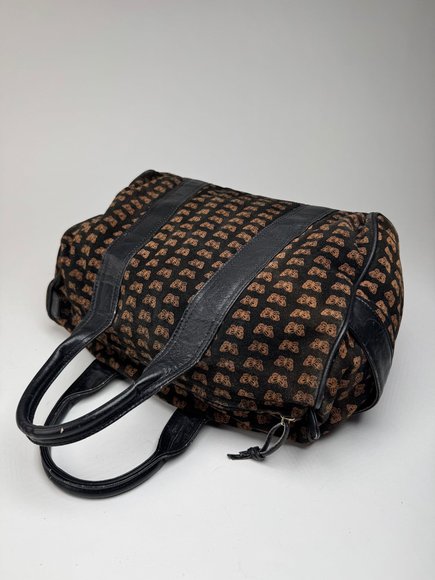 Vintage Bottega Veneta Suede Leather Monogramm Bag black brown