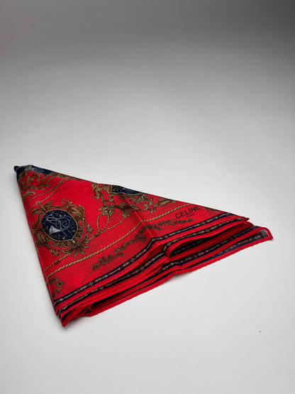 Vintage Celine Paris Silk/Canvas Scarf Red